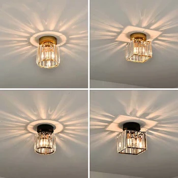 Роскошная американская хрустальная лампа E27 лампа для прохода в коридор гардероб балкон креативный светодиодный потолочный светильник для прихожей