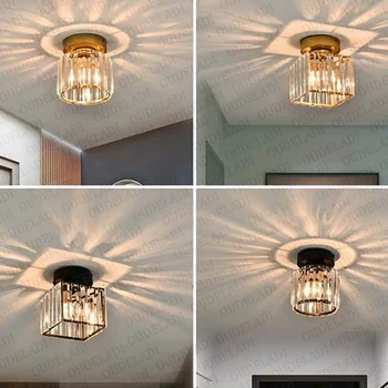 Роскошная американская хрустальная лампа E27 лампа для прохода в коридор гардероб балкон креативный светодиодный потолочный светильник для прихожей Изображение 2