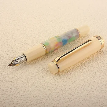 Роскошная Мини-Авторучка Jinhao 82 Cute Pocket Acrylic Pen Spin Golden EF F Nib Business Office Школьные Принадлежности Для Письма Чернилами