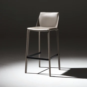 Роскошное седло в скандинавском стиле, Кожаные барные стулья, современная дизайнерская мебель, Стульчик для кормления со спинкой, стулья для отдыха в гостиной Изображение 2