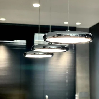Роскошные подвесные светильники для обеденного стола с дистанционным управлением, затемняющие Ресторанный подвесной светильник круглой формы для гостиной Кухни
