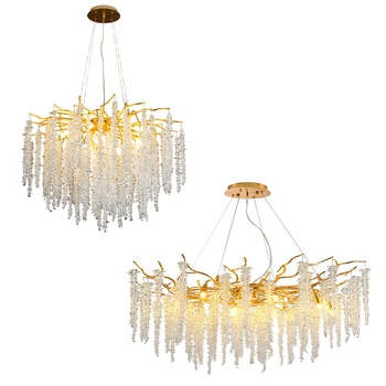 Роскошные подвесные светильники Crystal Wistaria Светодиодные люстры с регулируемой яркостью Золотые подвесные светильники для потолка Украшение дома для декора гостиной