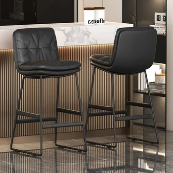 Роскошный Маникюрный барный стул Салонного дизайна, Высокий Кожаный Ретро-островной стул для парикмахера, Черные табуреты для завтрака, Барная мебель, шезлонг