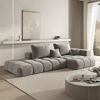 Роскошный тканевый диван Mordern для гостиной, диван-кровать из фланелевого материала, диван-кровать на 2/3/4 места, индивидуальный цвет Изображение 2