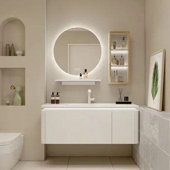 Роскошный умный крем, ощущение ветра на коже, шкаф для ванной комнаты с одним умывальником, зеркальный шкаф для ванной комнаты, комбинированный смеситель для ванной онлайн знаменитостей