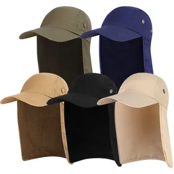 С солнцезащитной накидкой Отправляйтесь на рыбалку С расширенными полями, воздухопроницаемой солнцезащитной кепкой с четырьмя отверстиями, Рыбацкой шляпой с козырьком Изображение 2