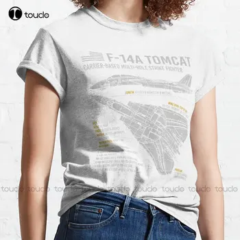Самолет F-14 Tomcat, чертеж самолета ВВС США F14, классическая футболка, футболки унисекс для взрослых, модная летняя футболка  Изображение 2