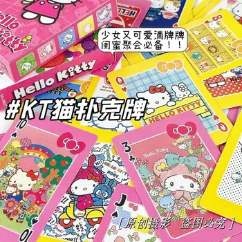 Санрио Куроми Hello Kitty Игральные Карты Вечерние Карточные Игры Игральные Карты Весенний Пикник В Студенческом Общежитии Kawaii Предметы Первой Необходимости Изображение 2