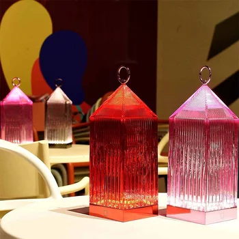 Светодиодная настольная лампа Pagoda Crystal Kartel Design с USB-аккумулятором, ресторан, Офис, Спальня, Украшение дома, Прикроватный ночник Изображение 2