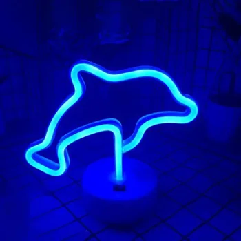 Светодиодная неоновая вывеска с дельфином, Китовый неон, настенные светодиодные неоновые лампы с питанием от USB для игровой комнаты, спальни, декора стен для вечеринок Изображение 2