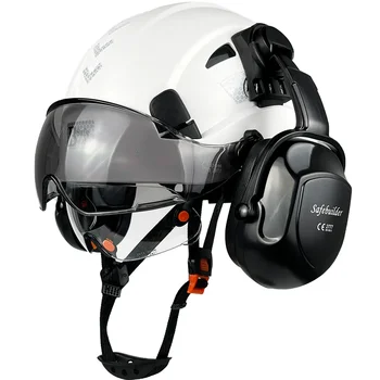 Светоотражающий защитный шлем с козырьком, наушники для инженера С наушником, рабочая кепка для защиты слуха, каска из ABS Изображение 2
