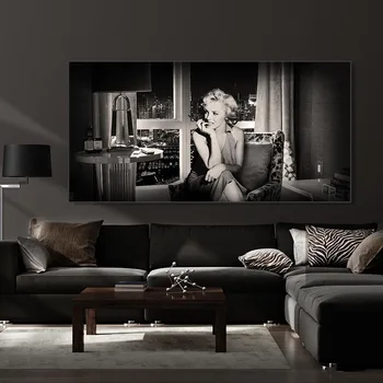 Сексуальная женская картина на холсте, черно-белый настенный художественный портрет, плакат и принты, поп-картинка для домашнего декора в гостиной Без рамы