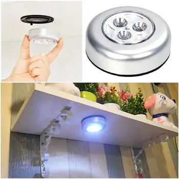 Сенсорный выключатель Светодиодный ночник Беспроводные настенные светильники для спальни Кухонного шкафа Шкафы-купе Портативные светильники с батарейным питанием