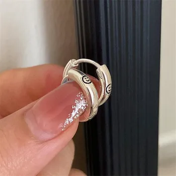 Серьги-кольца с серебряной иглой 925 пробы Smile Circle для женщин, свадебных украшений для девочек, eh2242