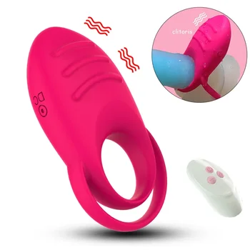 Силиконовое Вибрирующее кольцо для пениса, фиксатор спермы, Мужское кольцо с задержкой эякуляции, пара вибраторов, секс-игрушка для стимуляции клитора для женщины 18