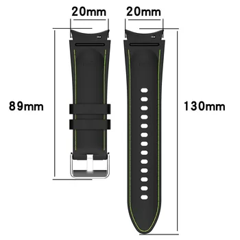 силиконовый ремешок с текстурой искусственной кожи 20 мм, черная прошитая пряжка, спортивный ремешок для Samsung galaxy watch5/watch5 pro/watch4 Изображение 2