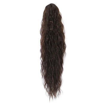Синтетический вьющийся хвост для чернокожих женщин, длинный шиньон с естественной волной, наращивание хвоста, Термостойкие волосы Изображение 2