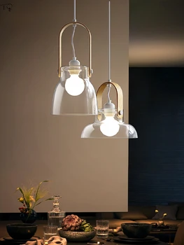 Скандинавский минималистичный стеклянный подвесной светильник LED E27, современные декоративные подвесные светильники для кухни, ресторана, столовой, спальни