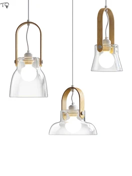 Скандинавский минималистичный стеклянный подвесной светильник LED E27, современные декоративные подвесные светильники для кухни, ресторана, столовой, спальни Изображение 2