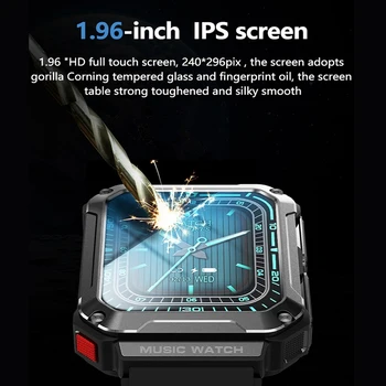 Смарт-часы T93 с музыкальными наушниками TWS с экраном 1.96 HD, наушники для местной музыки, Спортивные мужские умные часы Изображение 2