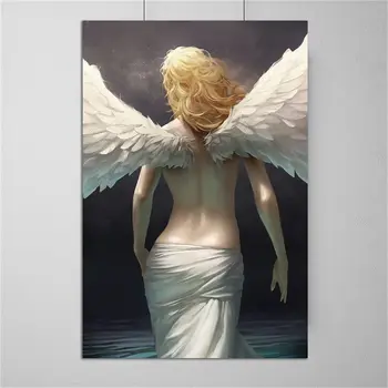 Современная девушка-ангел, картина на холсте, абстрактные плакаты и принты, настенное искусство, картина для гостиной, украшение дома Cuadros