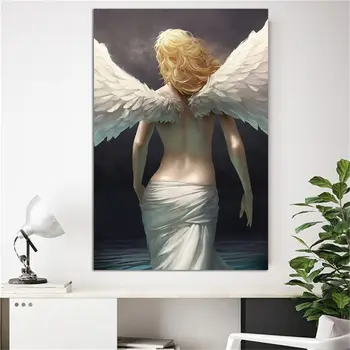 Современная девушка-ангел, картина на холсте, абстрактные плакаты и принты, настенное искусство, картина для гостиной, украшение дома Cuadros Изображение 2