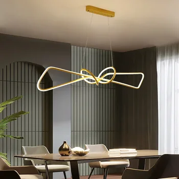 Современная светодиодная люстра из черного золота для гостиной, столовой, кухни, Подвесная люстра для внутреннего освещения, алюминиевый светильник