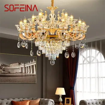 Современные люстры SOFEINA, золотая роскошная светодиодная хрустальная свеча, подвесной светильник для дома, гостиной, спальни, гостиничных светильников