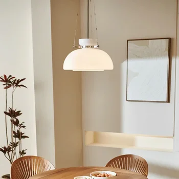 Современные люстры ресторана Bauhaus из молочно-белого стекла В гостиничном кафе, Подвесной светильник для спальни и кабинета, креативные лампы для бара и гостиной Изображение 2