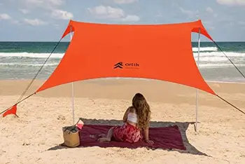 Солнцезащитный Козырек для Пляжной палатки Up для походов, рыбалки, развлечений на заднем дворе или Пикников \u2013 Портативный Козырек с креплениями для мешков с песком, два алюминиевых