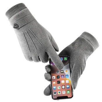 Сохраняющий тепло зимой сенсорный экран Плюс бархат внутри мужских перчаток, модные простые мужские перчатки для защиты от холода, утепленные мужские перчатки для улицы