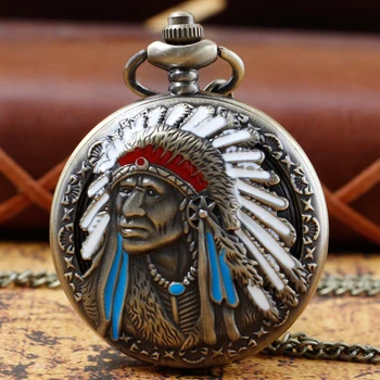 Старинные Индийские Старик Кварцевые Карманные Часы Ожерелье Подарок Брелок Цепочка Часы Мужчины Оптом