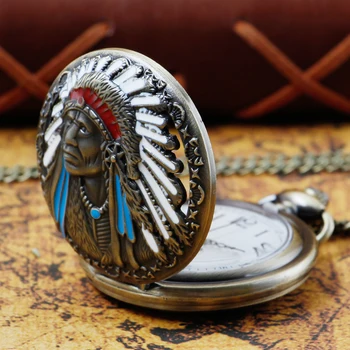 Старинные Индийские Старик Кварцевые Карманные Часы Ожерелье Подарок Брелок Цепочка Часы Мужчины Оптом Изображение 2