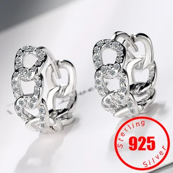 Стерлингового серебра 925 пробы новые женские модные ювелирные изделия высокого качества с простым кристаллом циркона, полые серьги-цепочки