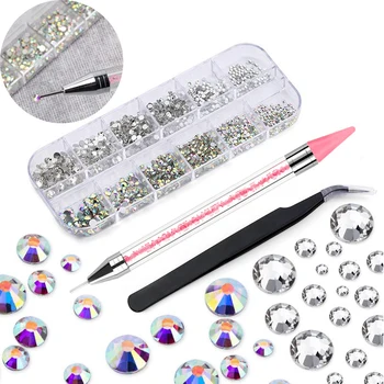 Стразы для ногтей, 3D наклейки с бриллиантами, блестящие украшения для ногтей, точечная ручка для сверления ногтей, новые камни для макияжа разных размеров