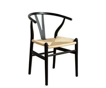 Стул из массива дерева, обеденный стул с веревочной спинкой ручной работы, китайский повседневный домашний Y-образный стул из ротанга