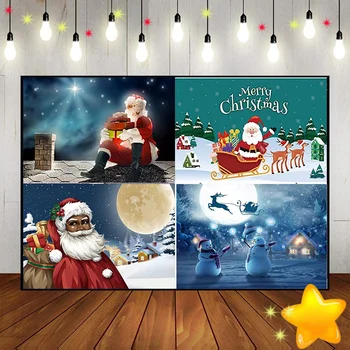 Счастливого Рождества, Сани на Открытом воздухе, Фоновые огни для фото, Детский Душ, Новогодний Пользовательский Фон для Дня Рождения, Сказки с оленями, Санта-Клаус Изображение 2