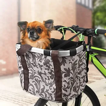 Съемная Велосипедная корзина из ткани Оксфорд с нагрузкой 10 кг, Передняя сумка на руль велосипеда, Коробка, Переноска для домашних собак и кошек, Аксессуары для велосипедов для собак