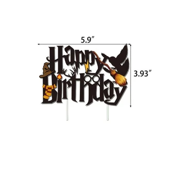 Тематический торт Harries Potters Вставка карточки для украшения торта с флагом Мультяшного волшебника Вставка карточки для торта Принадлежности для вечеринки по случаю Дня рождения Изображение 2