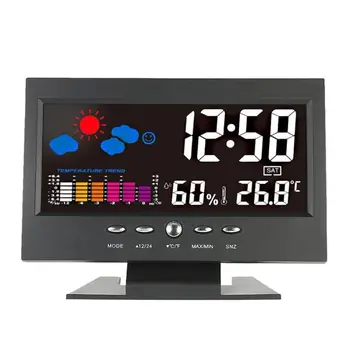 Температура и влажность, цветной ЖК-экран с голосовой активацией, многофункциональная станция прогноза погоды 8082t 2023, Электронные часы Usb Изображение 2
