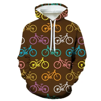 Толстовка с 3D-рисунком велосипеда, мужская толстовка с длинными рукавами, пуловер Harajuku, Модные толстовки, Уличное велосипедное пальто