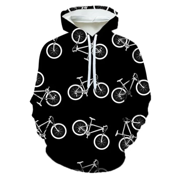 Толстовка с 3D-рисунком велосипеда, мужская толстовка с длинными рукавами, пуловер Harajuku, Модные толстовки, Уличное велосипедное пальто Изображение 2