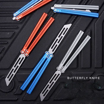 Тренировочный Нож Butterfly High Beauty С Красно-синей Алюминиевой ручкой, Новый Складной Открытый Портативный Нож для начинающих Без лезвия