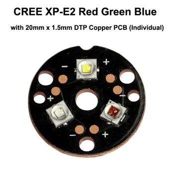 Тройной светодиодный излучатель Cree XP-E2 красного, зеленого, синего цветов с печатной платой из меди DTP 20 мм x 1,5 мм (индивидуальный) с оптикой