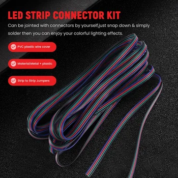 Удлинительный кабель для 4-контактной светодиодной ленты RGB длиной 16,4 фута (5 м), комплекты разъемов для светодиодных лент 5050 для гибкой светодиодной ленты RGB Изображение 2