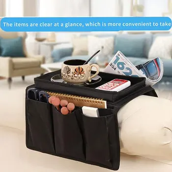 Удобный органайзер для подлокотников дивана для легкого доступа к предметам первой необходимости, Прочная подвесная сумка для хранения на диване черного цвета