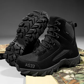 Уличные Черные Охотничьи ботинки На платформе, Мужские Нескользящие Износостойкие Мужские Тактические ботинки, Высокие Альпинистские ботинки, Мужские Большие размеры 47