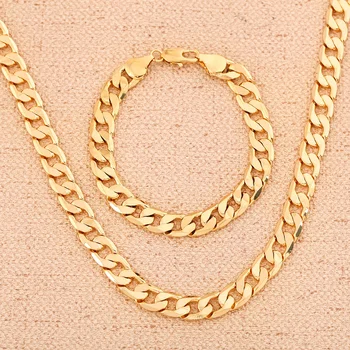 Уличный универсальный браслет из стерлингового серебра 925 пробы, покрытый 18-каратным золотом, классический браслет с геометрией 8 мм, шейный платок для женщин, мужской модный ювелирный набор