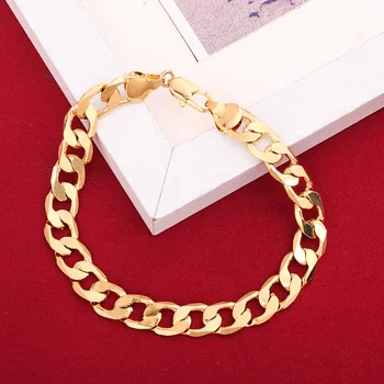 Уличный универсальный браслет из стерлингового серебра 925 пробы, покрытый 18-каратным золотом, классический браслет с геометрией 8 мм, шейный платок для женщин, мужской модный ювелирный набор Изображение 2