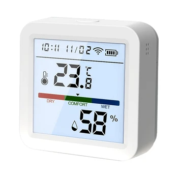 Умный датчик температуры и влажности Wi-Fi, термометр-гигрометр Tuya для помещений с подсветкой ЖК-дисплея Аксессуары